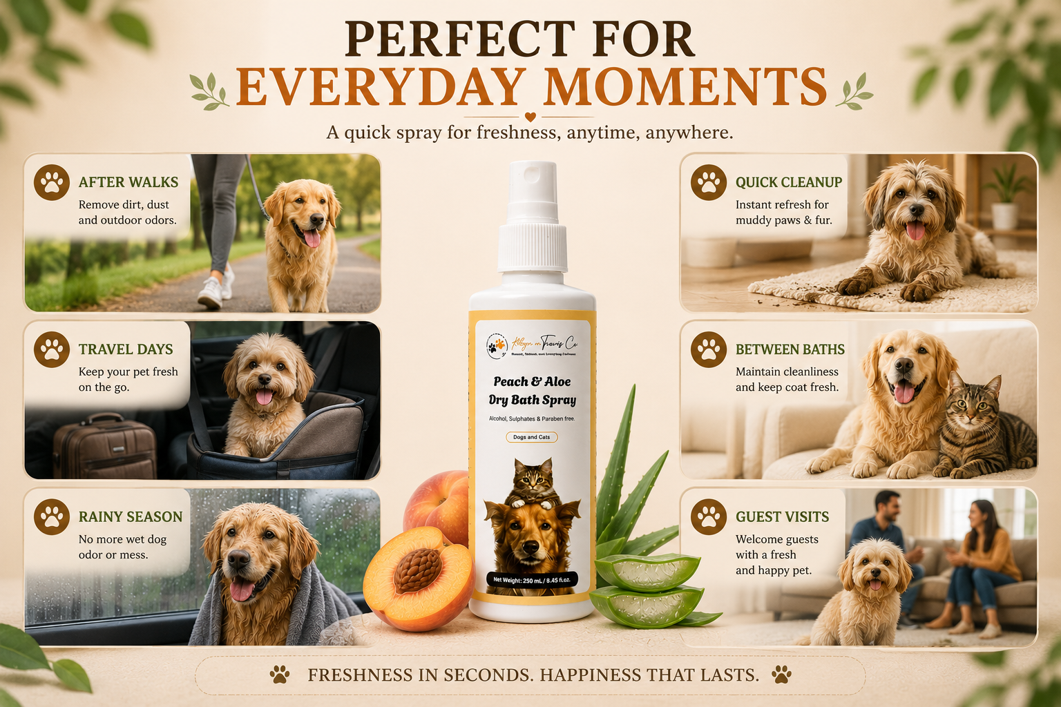 No rinse pet grooming spray cats and dogs