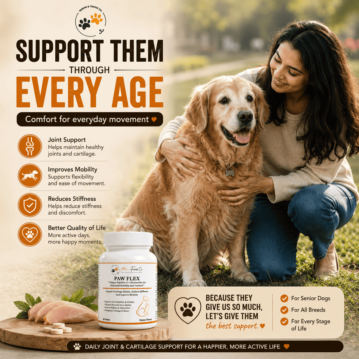 Paw Flex - Joint supplement with Collagen - Robyn & Travis Co